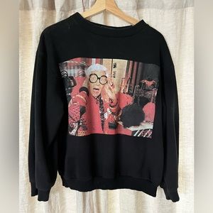 Zara Sweatshirt Iris Apfel Print ❤️ Black / Size EUR L (fits like a US S/M)